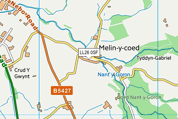 LL26 0SF map - OS VectorMap District (Ordnance Survey)