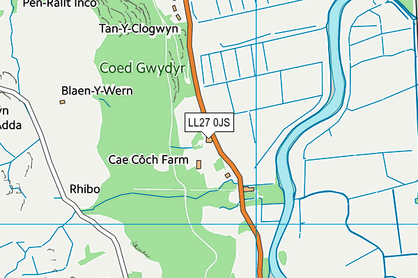 LL27 0JS map - OS VectorMap District (Ordnance Survey)