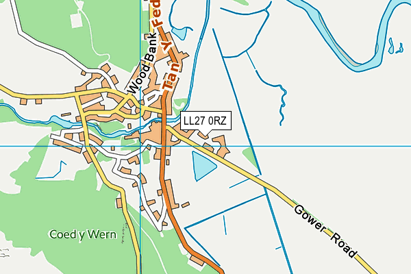 LL27 0RZ map - OS VectorMap District (Ordnance Survey)