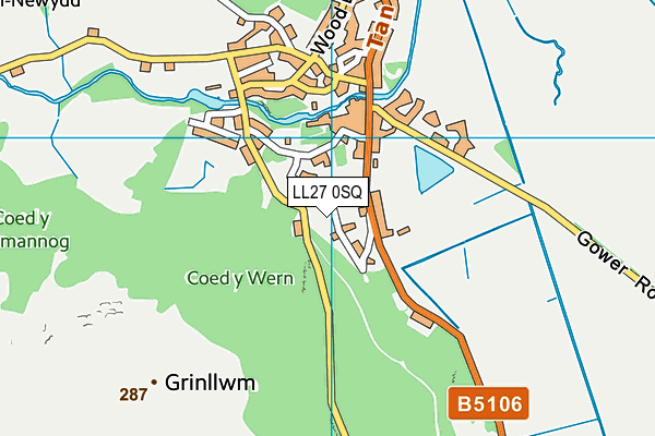 LL27 0SQ map - OS VectorMap District (Ordnance Survey)