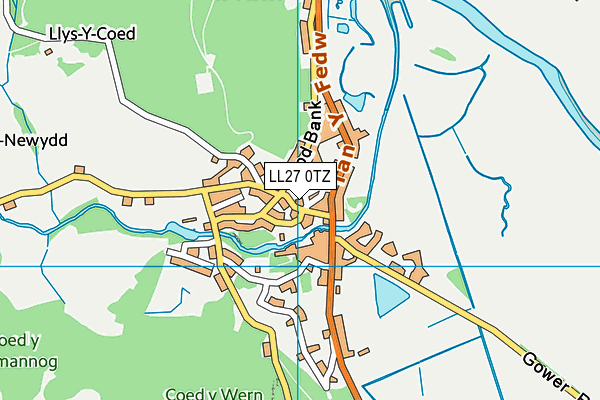 LL27 0TZ map - OS VectorMap District (Ordnance Survey)