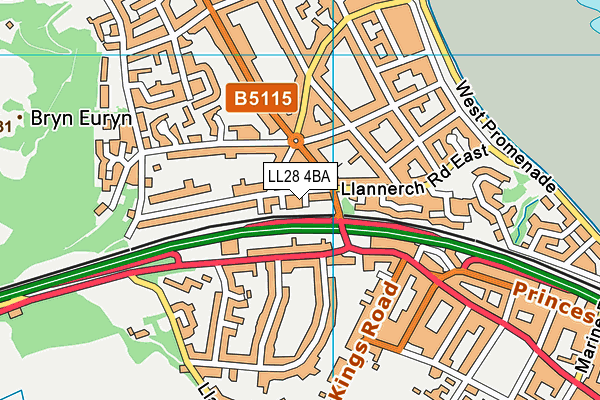 LL28 4BA map - OS VectorMap District (Ordnance Survey)