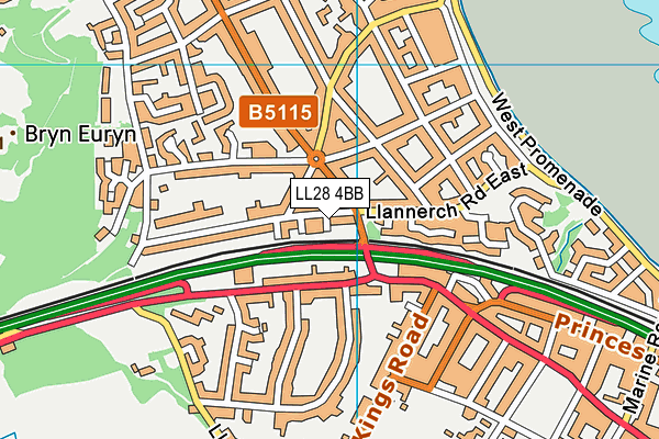 LL28 4BB map - OS VectorMap District (Ordnance Survey)