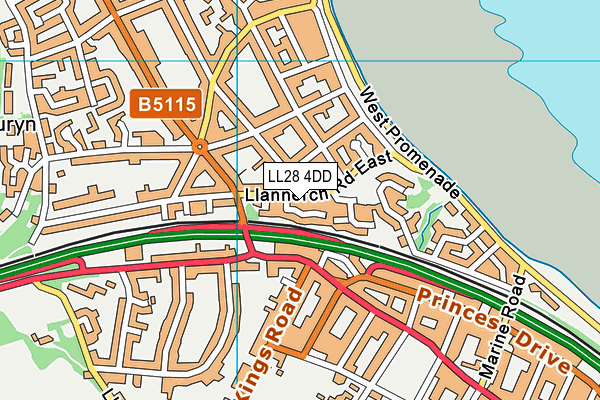 LL28 4DD map - OS VectorMap District (Ordnance Survey)