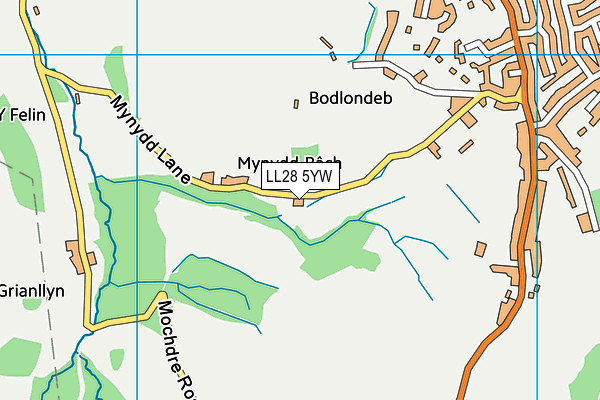 LL28 5YW map - OS VectorMap District (Ordnance Survey)