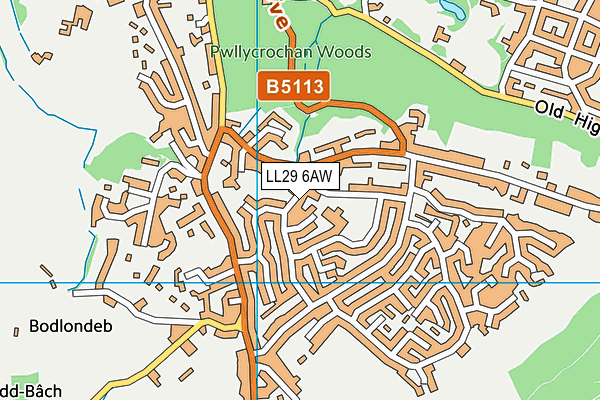 LL29 6AW map - OS VectorMap District (Ordnance Survey)