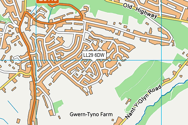 LL29 6DW map - OS VectorMap District (Ordnance Survey)