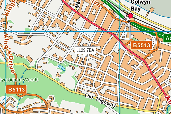 LL29 7BA map - OS VectorMap District (Ordnance Survey)