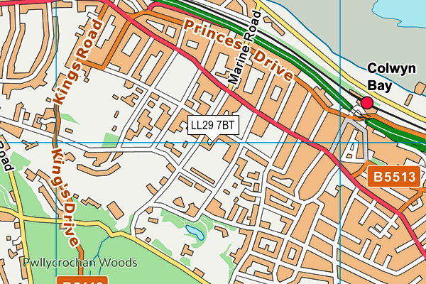 Rydal Penrhos map (LL29 7BT) - OS VectorMap District (Ordnance Survey)