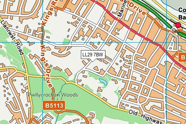 LL29 7BW map - OS VectorMap District (Ordnance Survey)