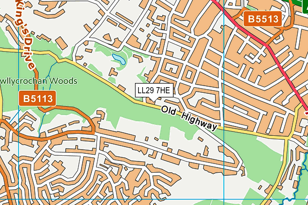 LL29 7HE map - OS VectorMap District (Ordnance Survey)
