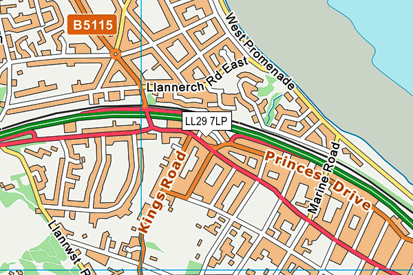 LL29 7LP map - OS VectorMap District (Ordnance Survey)