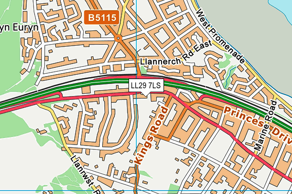 LL29 7LS map - OS VectorMap District (Ordnance Survey)