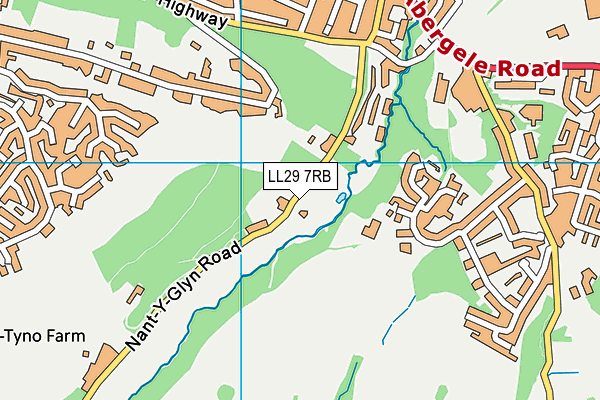 LL29 7RB map - OS VectorMap District (Ordnance Survey)