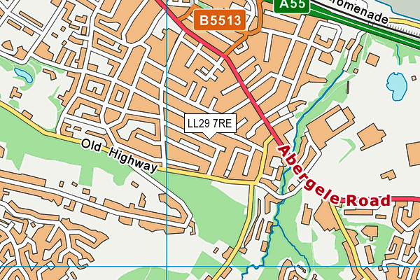 LL29 7RE map - OS VectorMap District (Ordnance Survey)