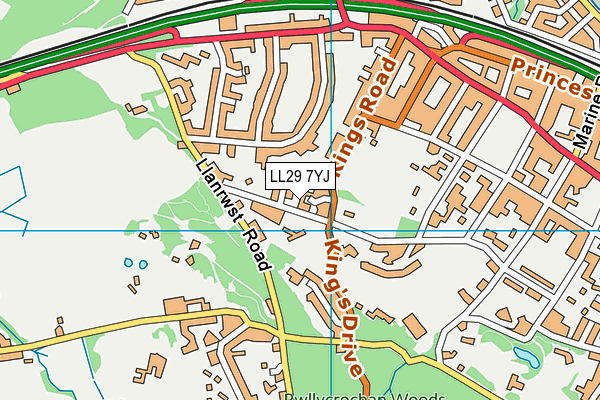 LL29 7YJ map - OS VectorMap District (Ordnance Survey)