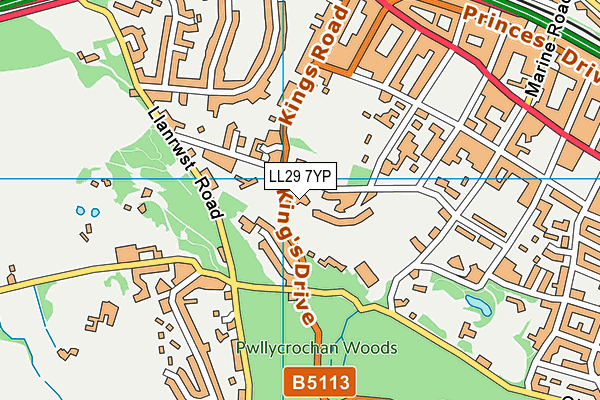 LL29 7YP map - OS VectorMap District (Ordnance Survey)