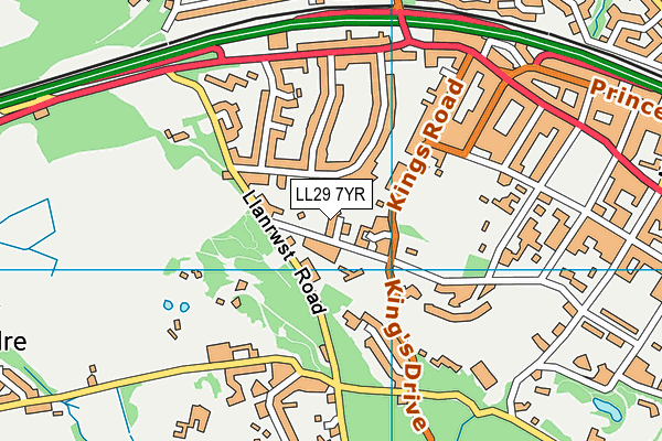 LL29 7YR map - OS VectorMap District (Ordnance Survey)