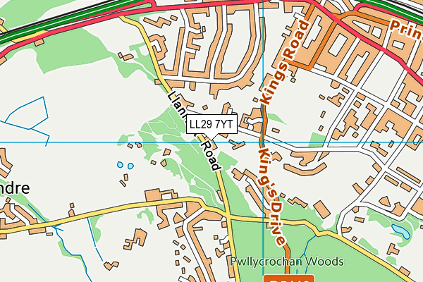 LL29 7YT map - OS VectorMap District (Ordnance Survey)