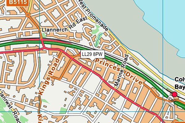 LL29 8PW map - OS VectorMap District (Ordnance Survey)