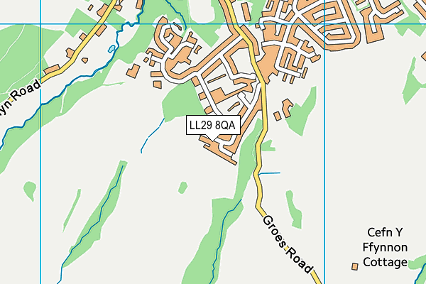 LL29 8QA map - OS VectorMap District (Ordnance Survey)