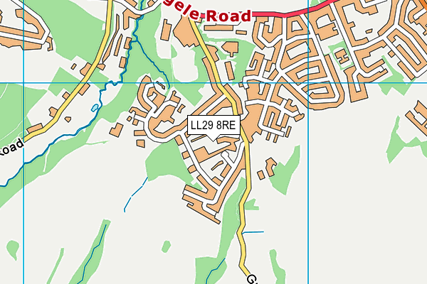 LL29 8RE map - OS VectorMap District (Ordnance Survey)