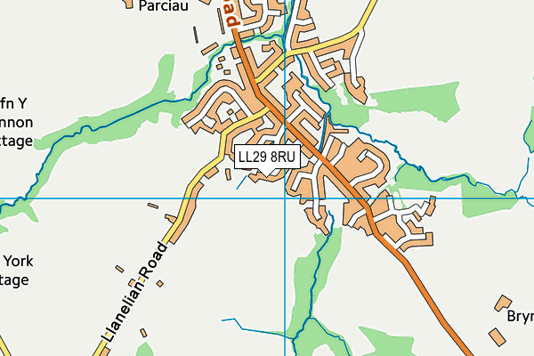 LL29 8RU map - OS VectorMap District (Ordnance Survey)