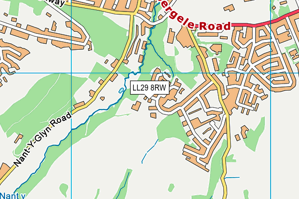 LL29 8RW map - OS VectorMap District (Ordnance Survey)