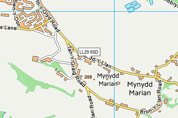 LL29 8SD map - OS VectorMap District (Ordnance Survey)