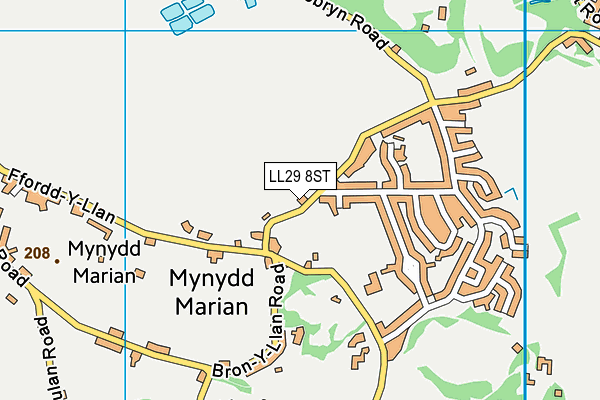 LL29 8ST map - OS VectorMap District (Ordnance Survey)