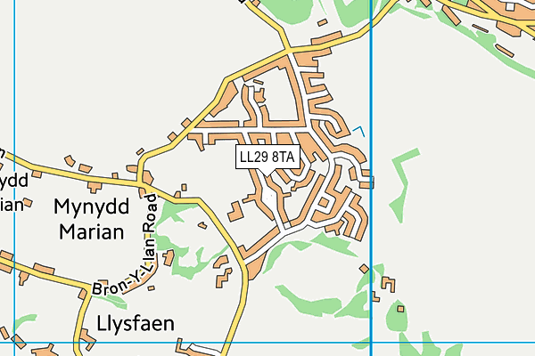 LL29 8TA map - OS VectorMap District (Ordnance Survey)