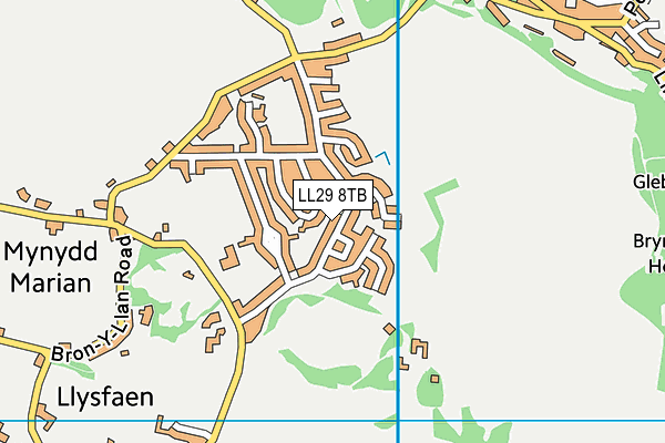 LL29 8TB map - OS VectorMap District (Ordnance Survey)