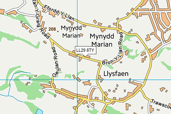 LL29 8TY map - OS VectorMap District (Ordnance Survey)