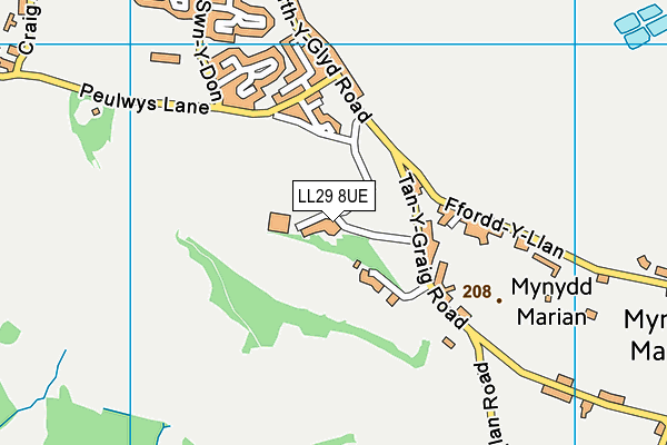 LL29 8UE map - OS VectorMap District (Ordnance Survey)