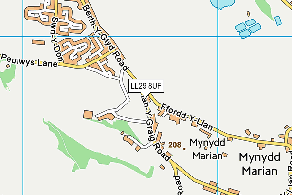 LL29 8UF map - OS VectorMap District (Ordnance Survey)