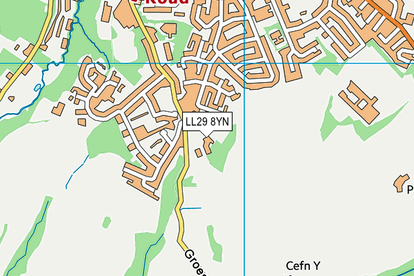 LL29 8YN map - OS VectorMap District (Ordnance Survey)
