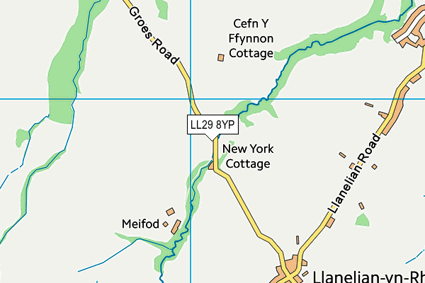 LL29 8YP map - OS VectorMap District (Ordnance Survey)