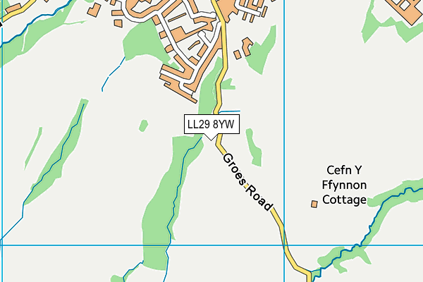 LL29 8YW map - OS VectorMap District (Ordnance Survey)