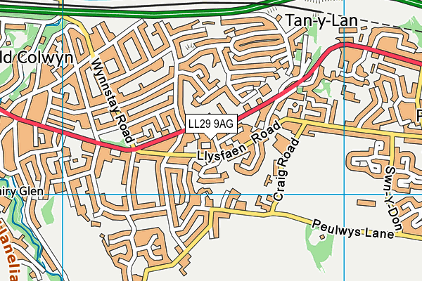 LL29 9AG map - OS VectorMap District (Ordnance Survey)