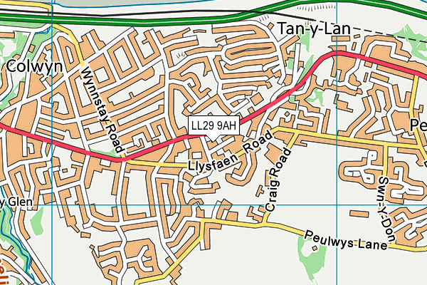 LL29 9AH map - OS VectorMap District (Ordnance Survey)