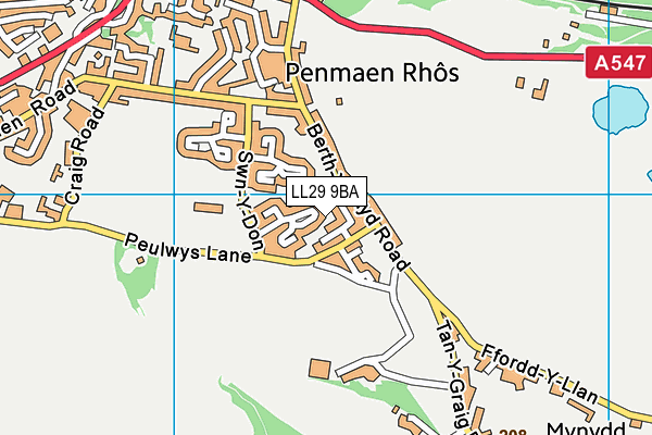 LL29 9BA map - OS VectorMap District (Ordnance Survey)