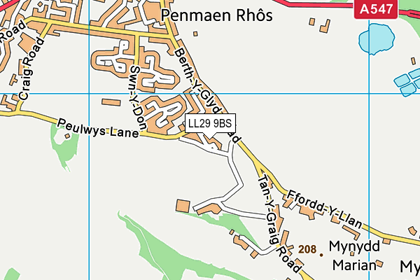 LL29 9BS map - OS VectorMap District (Ordnance Survey)