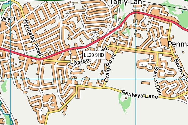 LL29 9HD map - OS VectorMap District (Ordnance Survey)