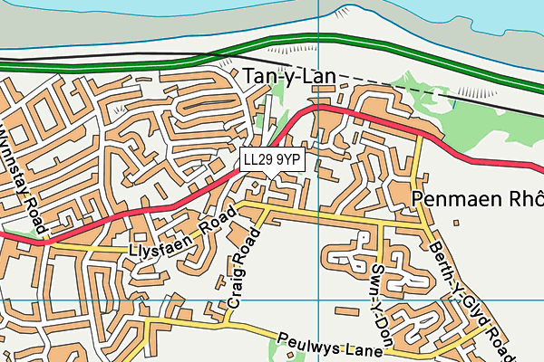 LL29 9YP map - OS VectorMap District (Ordnance Survey)