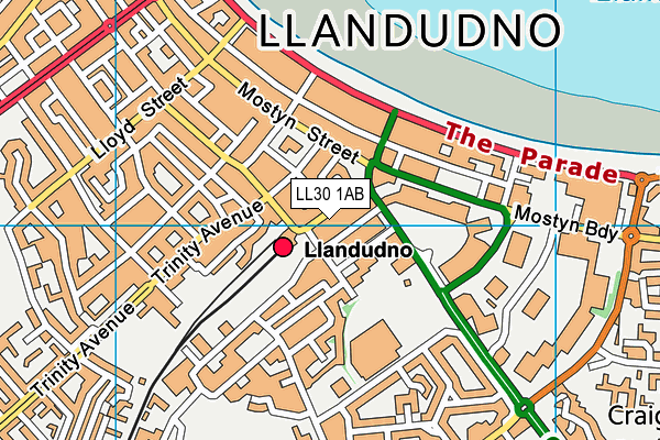 LL30 1AB map - OS VectorMap District (Ordnance Survey)