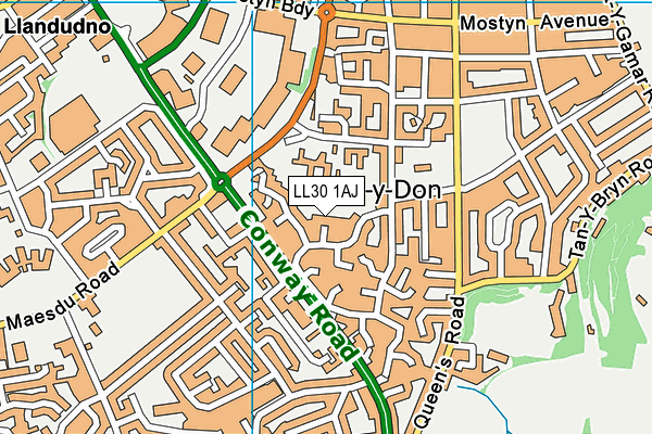 LL30 1AJ map - OS VectorMap District (Ordnance Survey)