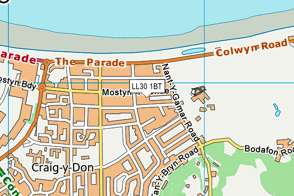 LL30 1BT map - OS VectorMap District (Ordnance Survey)