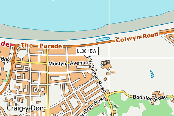 LL30 1BW map - OS VectorMap District (Ordnance Survey)