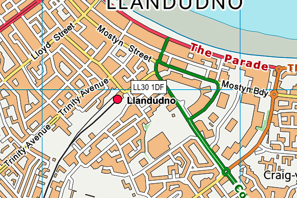 LL30 1DF map - OS VectorMap District (Ordnance Survey)
