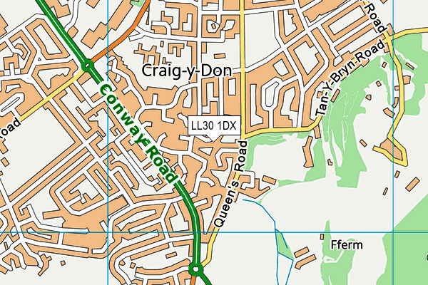 LL30 1DX map - OS VectorMap District (Ordnance Survey)